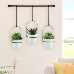 Macetas Decorativas Colgantes (3 Piezas) con Soporte Metálico